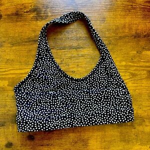 Black and White Polka Dot halter sports bra size S